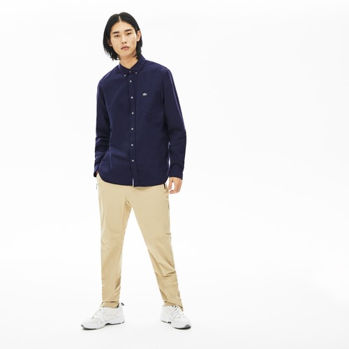 Camicia Oxford Lacoste uomo regular fit cotone blu 42 L - Foto 2 di 5