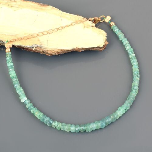 Gema Natural Colombia Esmeralda 925 Plata de Ley con Cuentas Pulsera para Mujer - Imagen 2 de 5