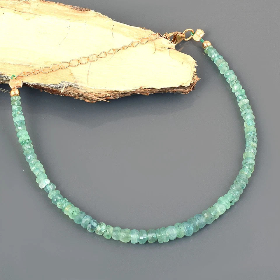 Brazalete para mujer con cuentas de plata de ley 925 con esmeralda colombiana de piedras preciosas naturales Foto 2 de 4