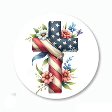 USA Flag Cross Memorial Day Veterans Favors Scrapbook Stickers Envelope Seals