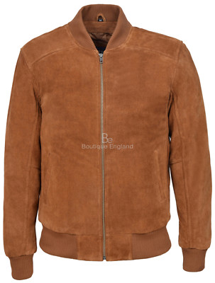 Herren hellbraun EINFARBIG Wildleder klassisch Biker Stil italienische taillierte Echtleder Jacke 275
