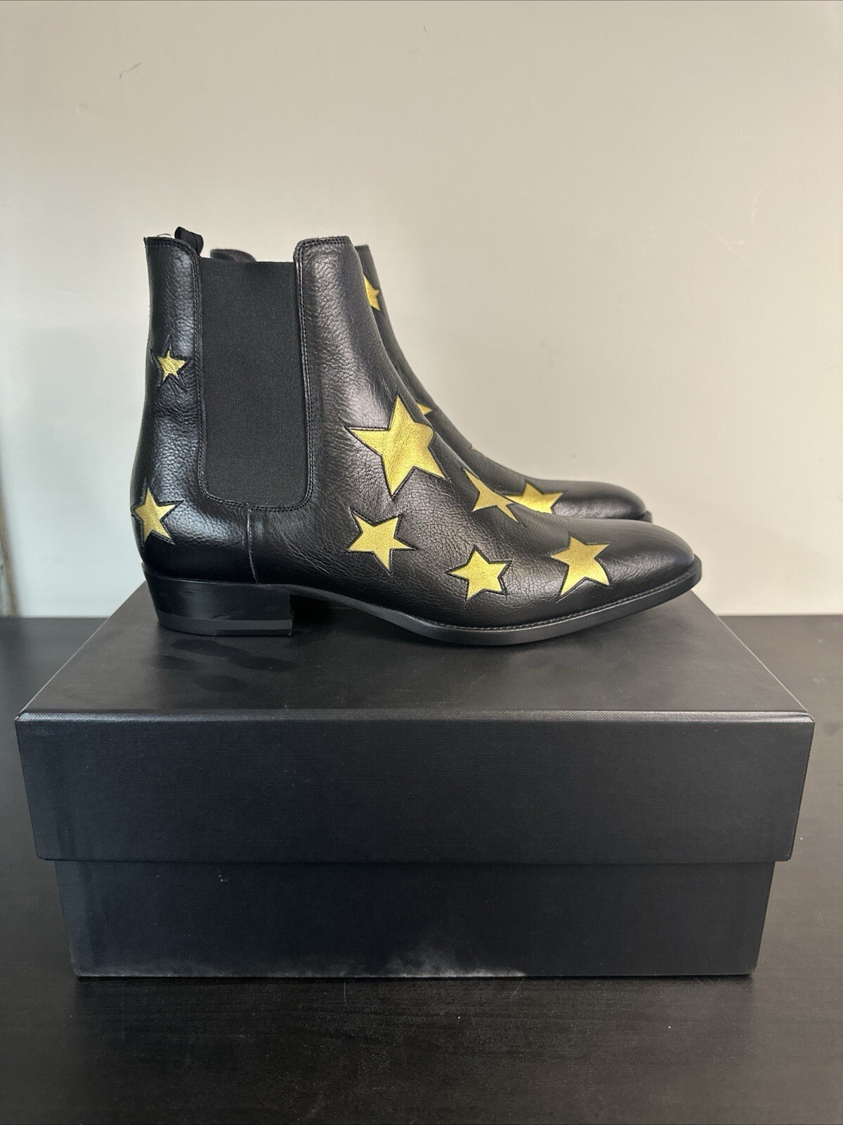 STIVALI SAINT LAURENT STIVALETTI WYATT CON STELLE TAGLIA 40