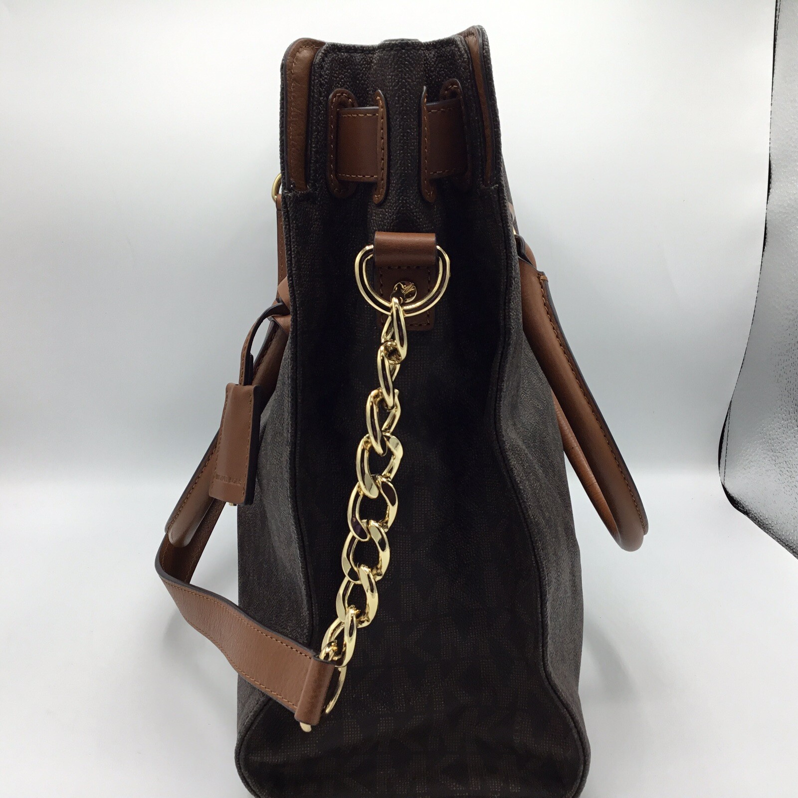 Michael Kors Hamilton Brown Signature Monogram Logo Handbag 30T2GHMT3B ...