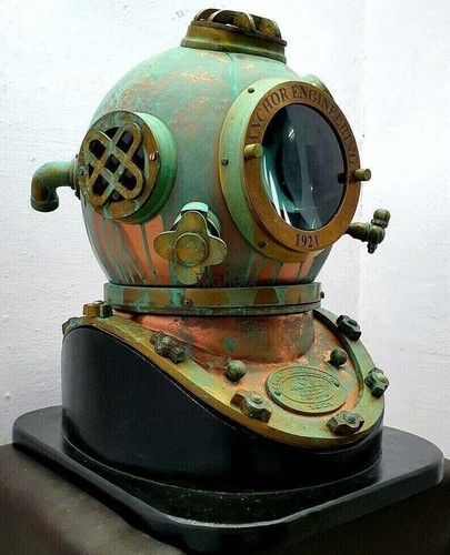 Antique Anchor Engineering Diving Divers Helmet Mark Vintage Morse Scuba Helmet - Picture 4 of 7