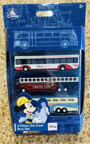 Disney Parks Walt Disney World Bus Die Cast Set of 3 w Magical Express NEW