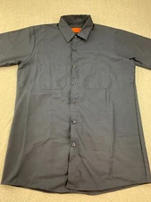 Red Kap Button Up Uniform Shirt Size Medium Navy Blue Short Sleeve Workwear Shop