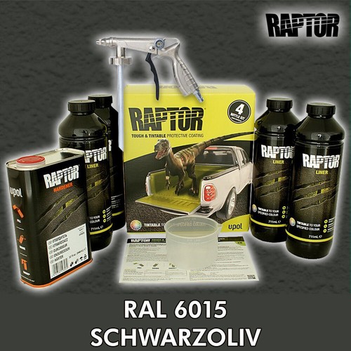 Juego de 4 recubrimientos de pintura Raptor + pistola UBS/tintable, negro, colores RAL/UPOL - Imagen 122 de 204