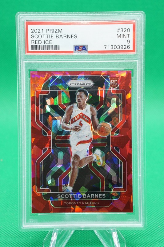 2021-22 Prizm Base Prizms Red Ice #320 Scottie Barnes PSA 9 Toronto Raptors JW1