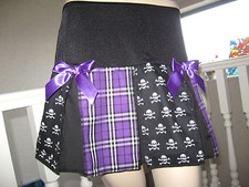 Skulls Purple Skirt Gothic  Tartan Black  Metal Roller Derby Gift party check 