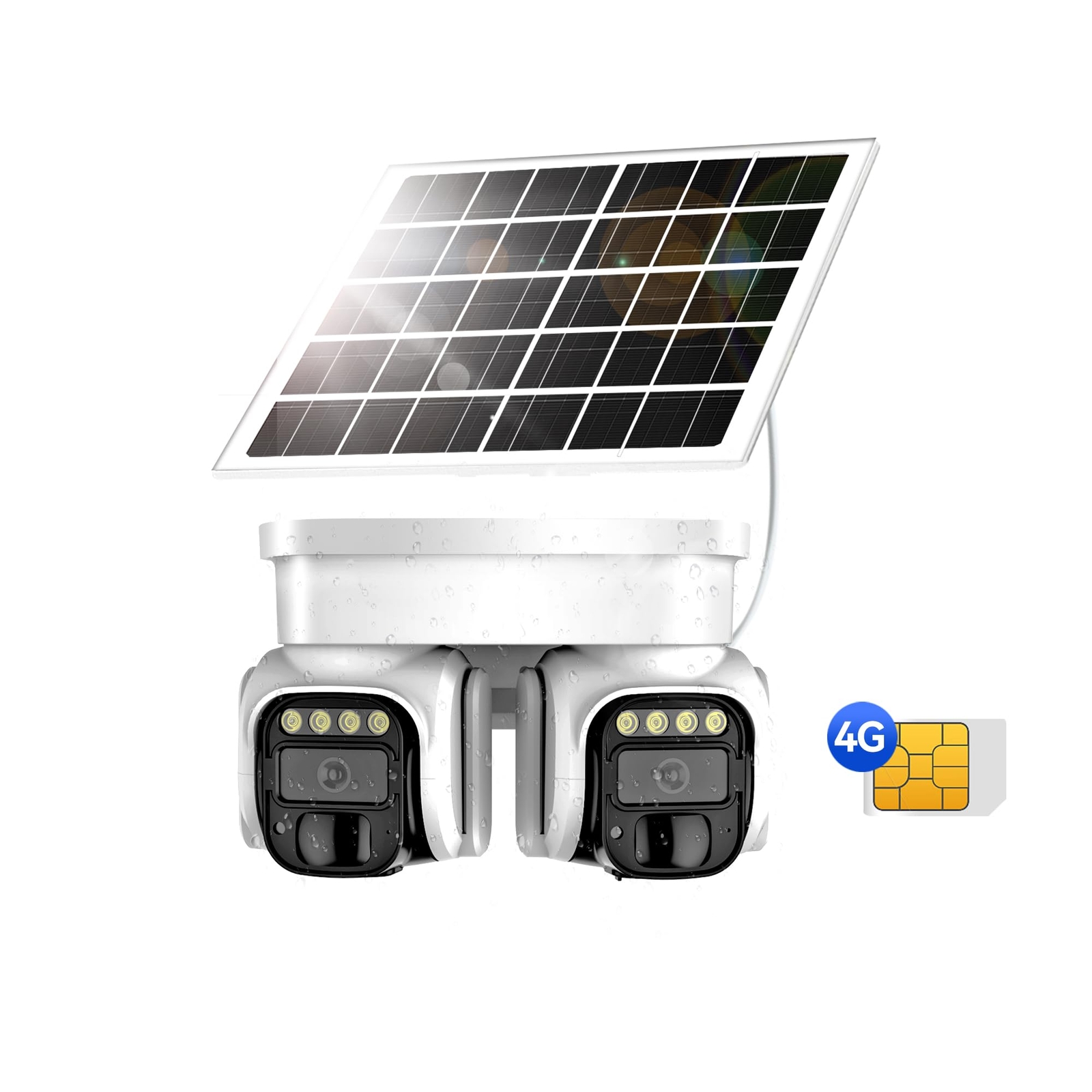 4G LTE Solar Dual Lens 360° View 3MP 2K HD Security Camera No Wifi