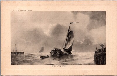 JVD Linde Mer Agitee Boat Art Vintage Postcard B245