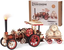 ROBOTIME 3D Puzzle for Adults Steam Engine 1:28 Train Model Kit Gifts Decoration