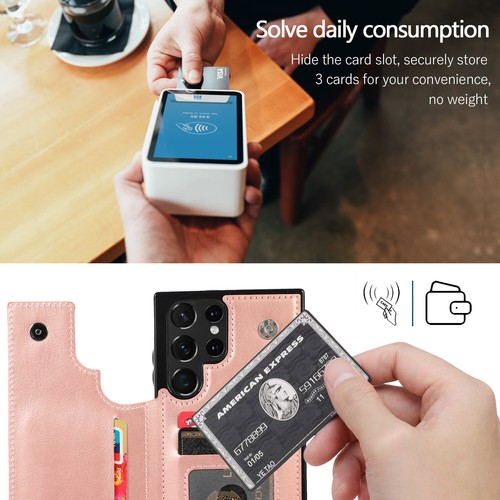 For Samsung Galaxy S25 Ultra/S24+/S23 Back Magnetic Wallet Leather Card Case - Photo 63 sur 73