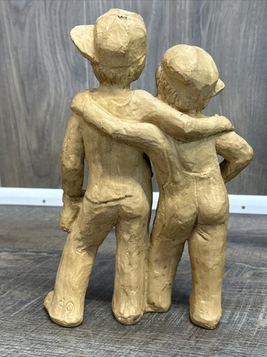 Vintage Collectible Lee Bortin Clay Art Sculpture Figures 2 Boys - Picture 2 of 10