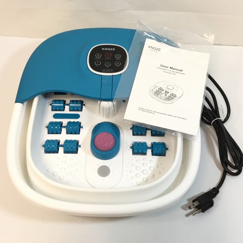 KNQZE MZD02F Blue White Corded Electric Collapsible Foot Spa Massager