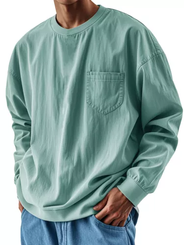 Herren Langarmshirt Klassisch Freizeit Locker Rundhals Pullover T-Shirt - - Bild 6 von 31