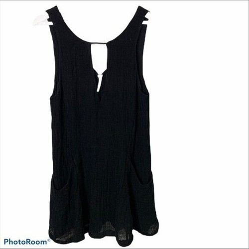 Free People Gr. S Minikleid glatt Segeln Leinen ärmellos Schlüsselloch Damen