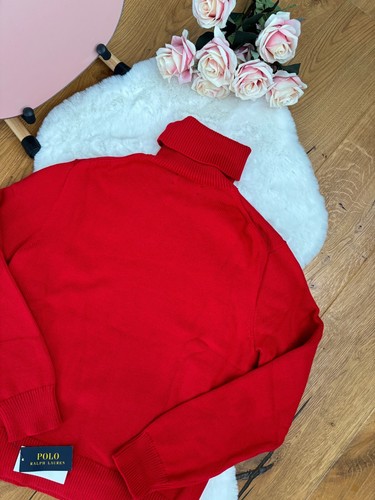 Polo RALPH LAUREN MAGLIONE COLLO TARTARUGA Rosso Cavo Lavorato a Maglia Pony Logo M - Foto 14 di 15