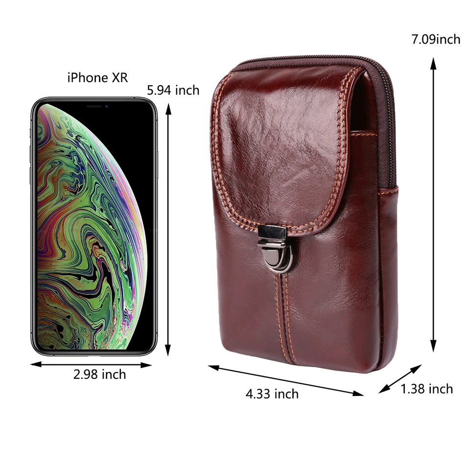 Genuine Leather Phone Belt Clip Pouch Case Cover For iPhone Xs Max XR 6 7 8 Plus - Image 4 of 4