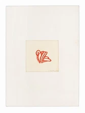 1960 J. Begeman Serigraph on Paper Abstract Print Vintage Mid Century Red White