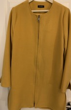Pomodoro Coat 14 L Mustard Long Zip Up Smart Jacket Vgc Lagenlook Side Splits