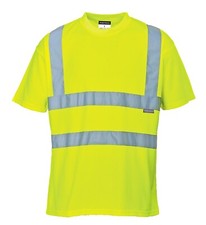 Image of PORTWEST YELLOW OR ORANGE T-SHIRT HI VIS VIZ WORKWEAR PRINTED