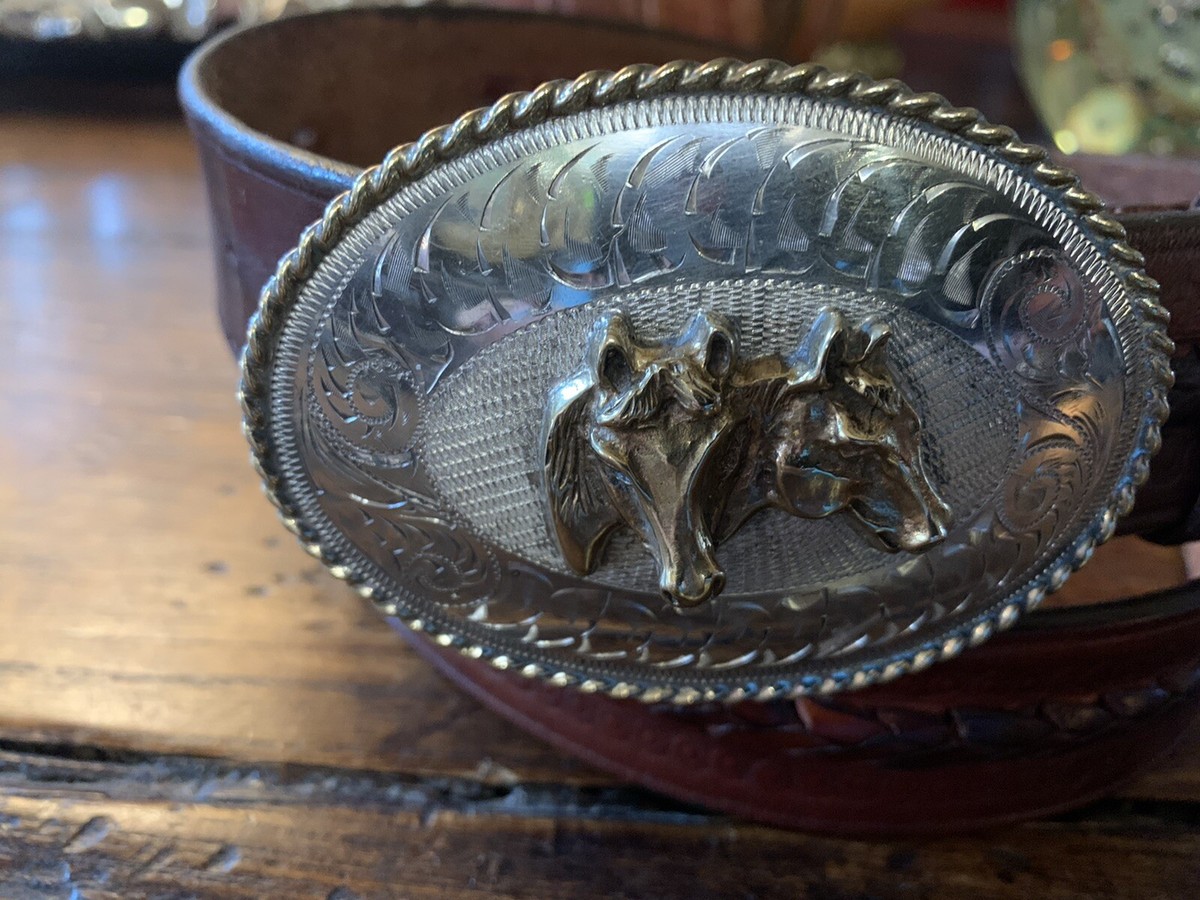 Old Pawn James Reid Dgn Sterling Silver 14K Belt Buckle 37