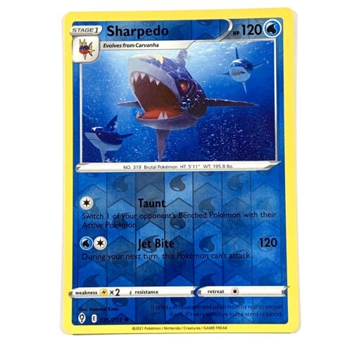 Sharpedo Reverse Holo Pokemon TCG Card 36/203