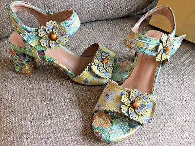 L'Artiste by Spring Step Vogeush Floral Heeled Sandal Sz 9 (40) New in Box $150