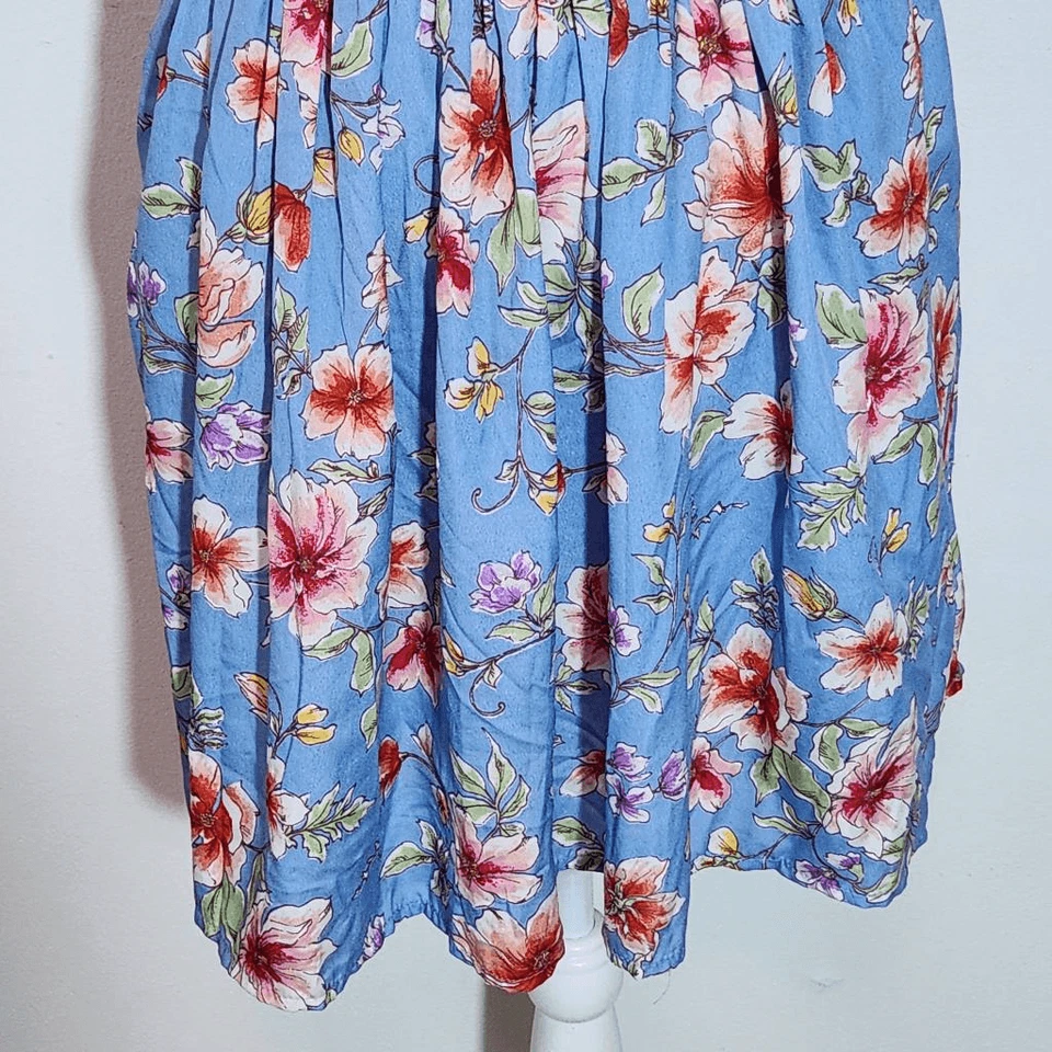 Band of Gypsies Pink and Blue Floral Mini Dress Size Small Wedding Guest Dress - Image 4 of 4