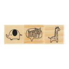 BABY ANIMAL WOOD STAMPS Rubber Stamps 609126 Recollections Set/3 Brand NEW 