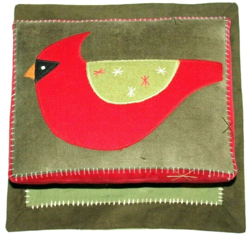 Reposapiés otomano tapizado Red Cardinal Bird y mantel individual de tela alfombrilla 2 piezas  Foto 2 de 4