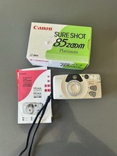 Vintage Canon SureShot 85 Zoom Platinum 35mm Compact Film Camera Box Tested