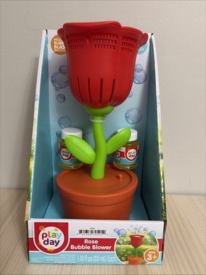 Play Day Rose Bubble Blower. Includes Bubble Solution, Ages 3+ NEW 