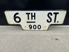 Vintage Porcelain Street Sign Southeast Los Angeles 6th Street 900 Block