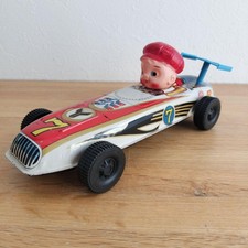 Vintage Japanese Tin Toy Car Racing Driver Showa Era
