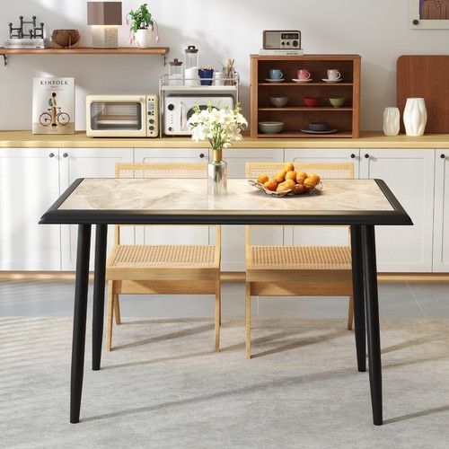 Sintered Stone Dining Table Rectangular Kitchen Table Indoor Breakfast Table - Picture 7 of 8