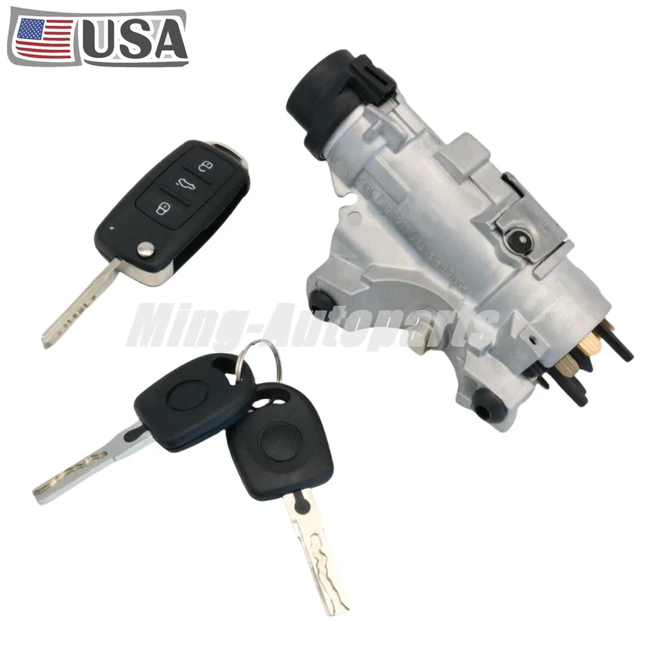 For Volkswagen Jetta Passat Ignition Lock Cylinder Assembly W/ Key Shells - Image 2 of 4