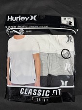 3 PACK HURLEY Mens Classic Fit 3pk T-SHIRT Ultra Soft  Tag Free - M 38"-40"