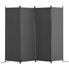 4 Panel Room Divider Folding Privacy Screen Fabric Partition Office Gray