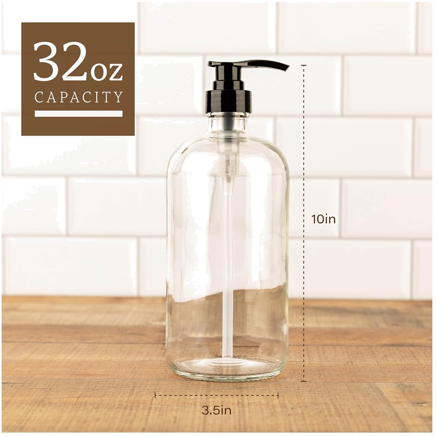 32oz Glass Pump Bottles, Food Safe - 2 Pack