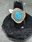 Vintage Navajo Old Pawn Sterling Silver Natural Turquoise Ring Size 8 Signed