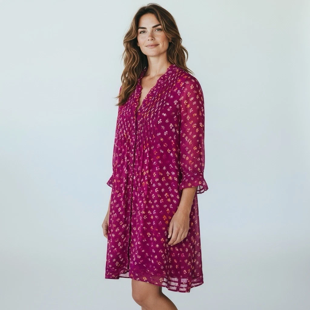 Abito DIANE VON FURSTENBERG In Seta Chiffon - Taglia 4 US - Modello Crossover Fit & Flare Asimmetrico Multicolore