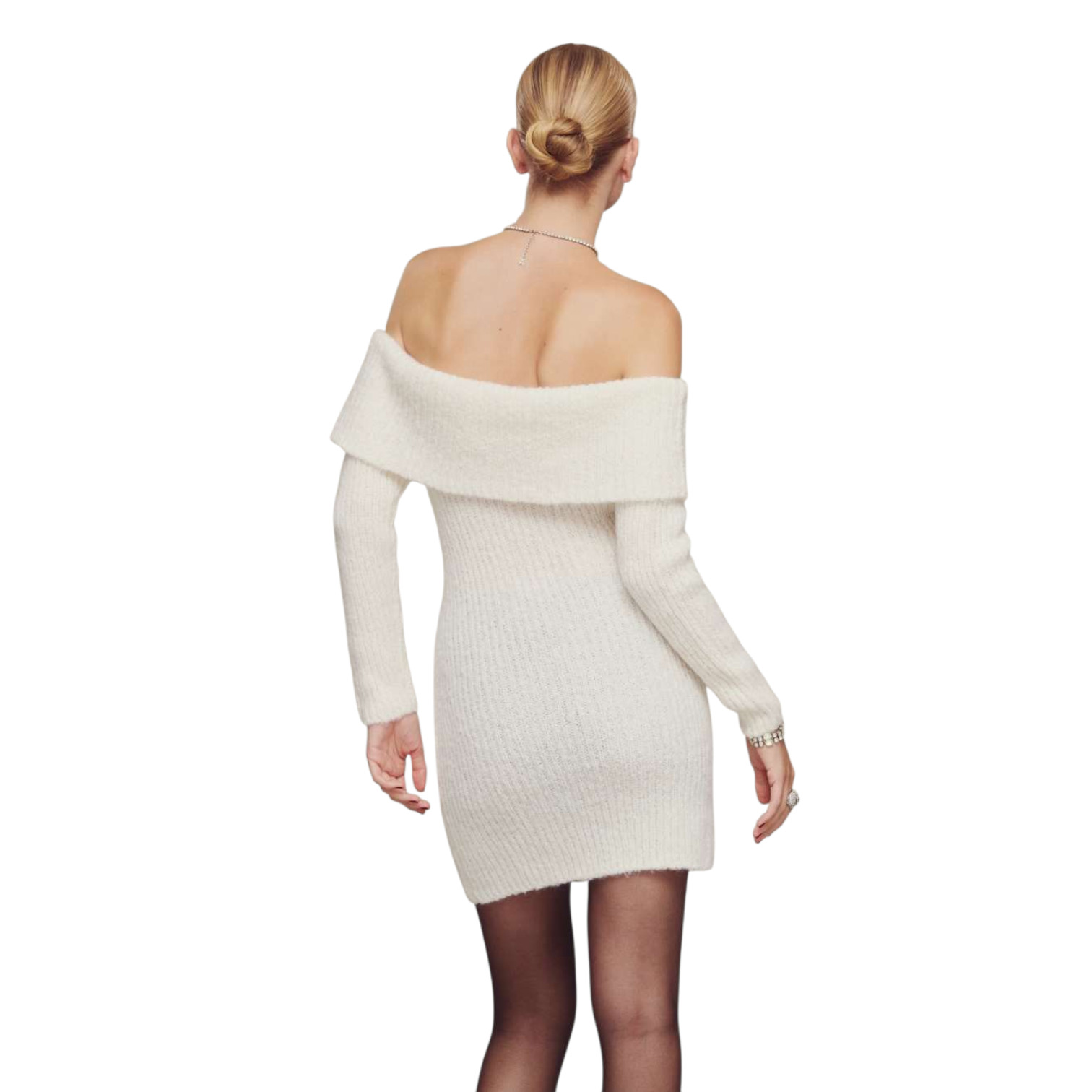 Reformation Jayne Sweater Dress Foldover Womens Med Baby Alpaca Wool Knit RARE image 9
