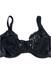 VTG Vassarette Sheer Lace Bra Size 36B Underwired Black Lace