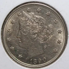 1890 Liberty nickel AU