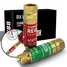 Oxygen Acetylene Flashback Arrestors Set, Regulator End, B 9/16-18UNF Thread