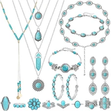 Elegant 20-Piece Turquoise Jewelry Collection for Women - Perfect Gift Idea
