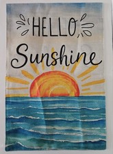 Hello Sunshine Vertical Garden Flag 12x18 - Double Sided - Sea Sun