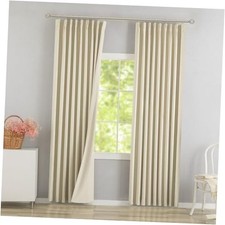 Pinch Pleated Blackout Curtains with Hooks - 40"W x 120"L Pack of 2 Cream